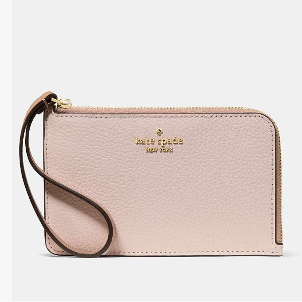 kate spade Pale Blush Pink Pebbled Leather Wristlet with Strap - Picture 4 of 6